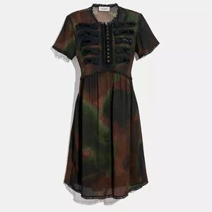 Coach Tie Dye Print Military Dress